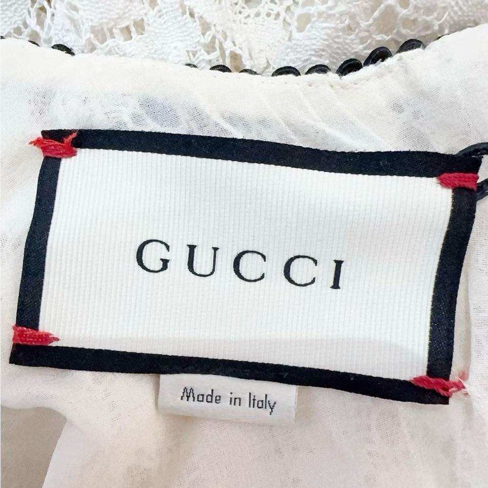 🧨steal Authentic Gucci Cream Lace Dress with Black Details - Picture 6 of 8